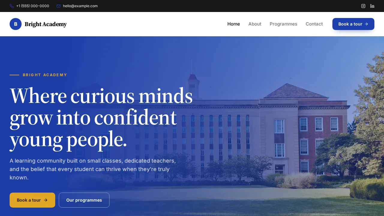 Bright Academy template preview